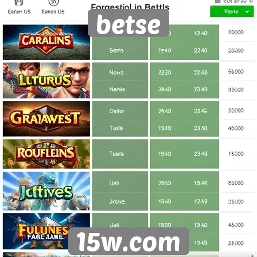 Comparativo de jogos populares na plataforma betse